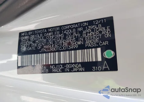 2012 Scion Iq from USA, damaged, VIN JTNJJXB01CJ013499